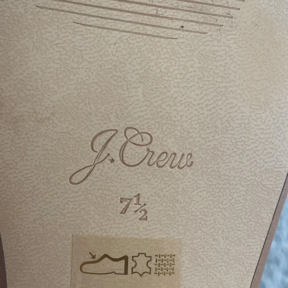 J. Crew Boots Womens Size 7.5 Brown Tan Chelsea Block Heel Leather Ankle Pull On - Picture 11 of 12